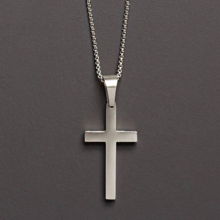 22 in Stainless Steel Cross Necklace for Men