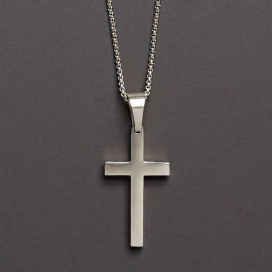 22 in Stainless Steel Cross Necklace for Men