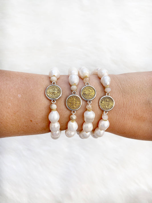 Freshwater Pearl St. Benedict Charm Bracelet