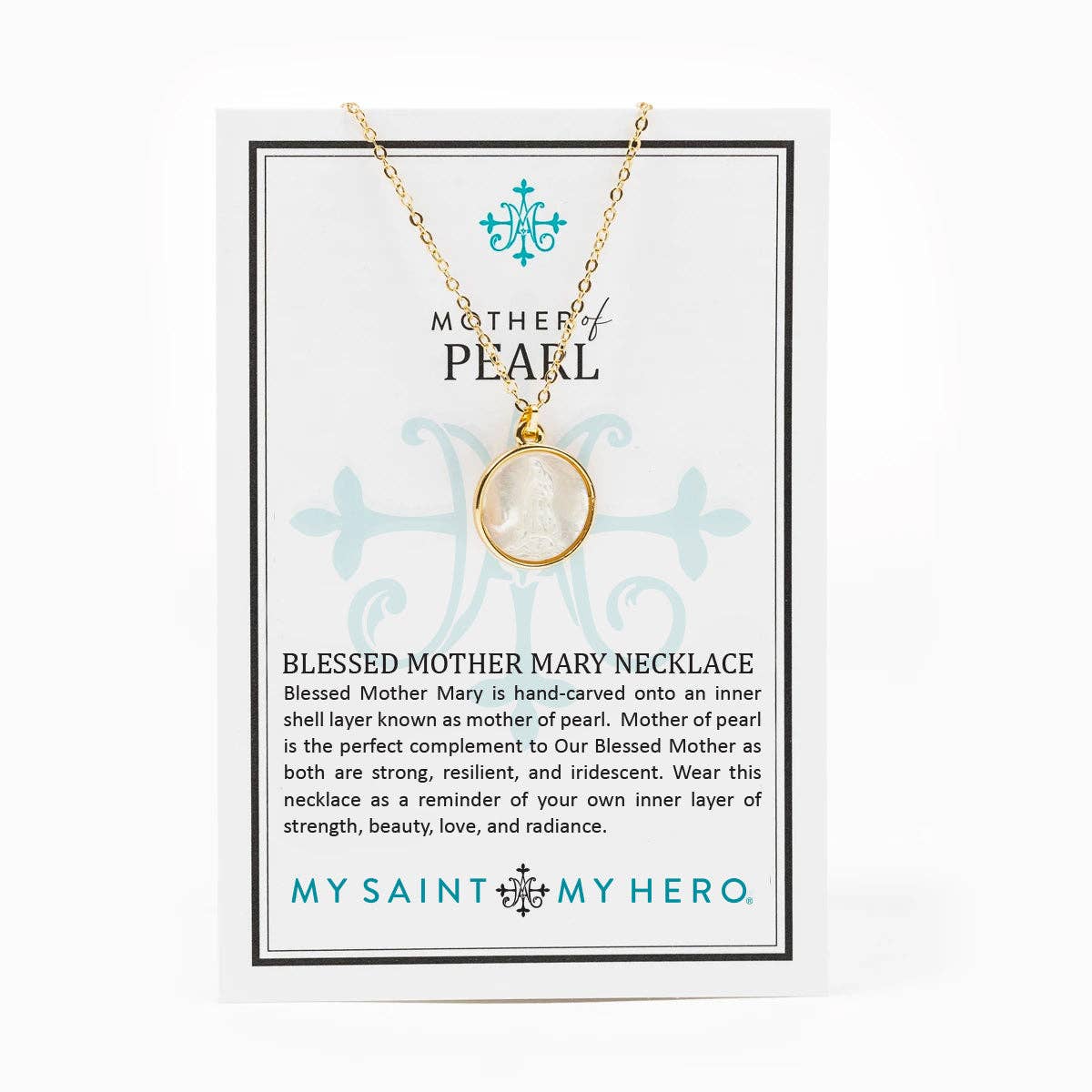 Mother of Pearl Necklace - Gold tone chain